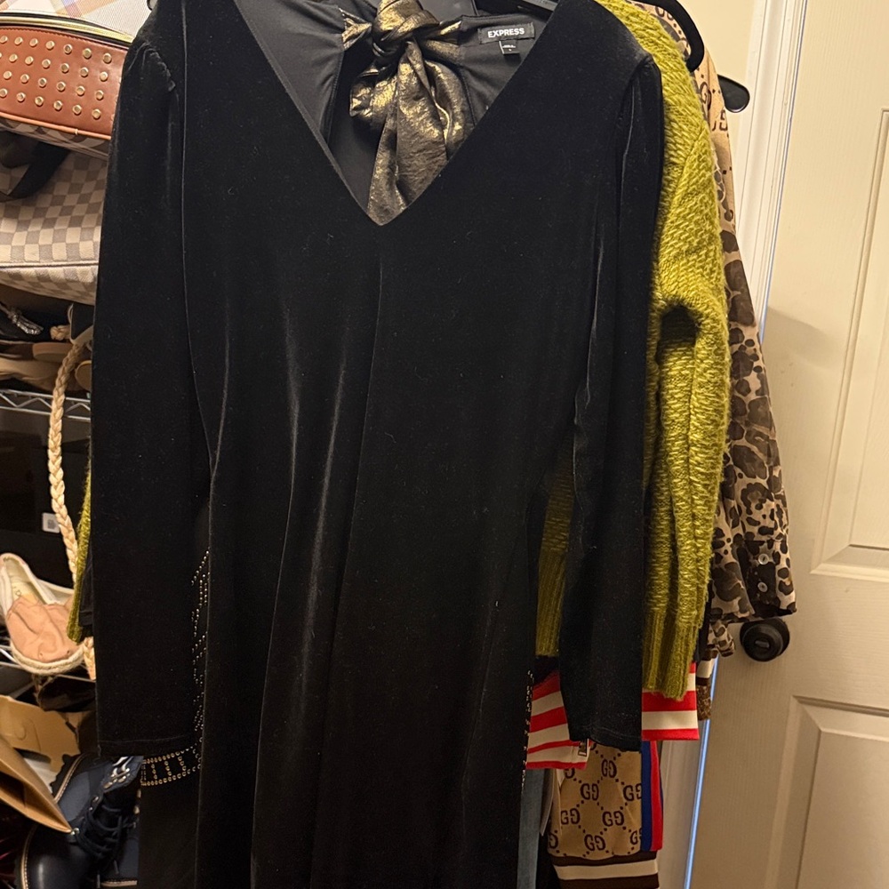 Express Black Dress with Gold Details